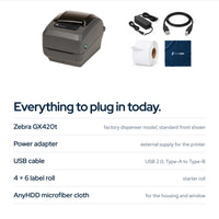 Zebra GX420t Bundle: In the box