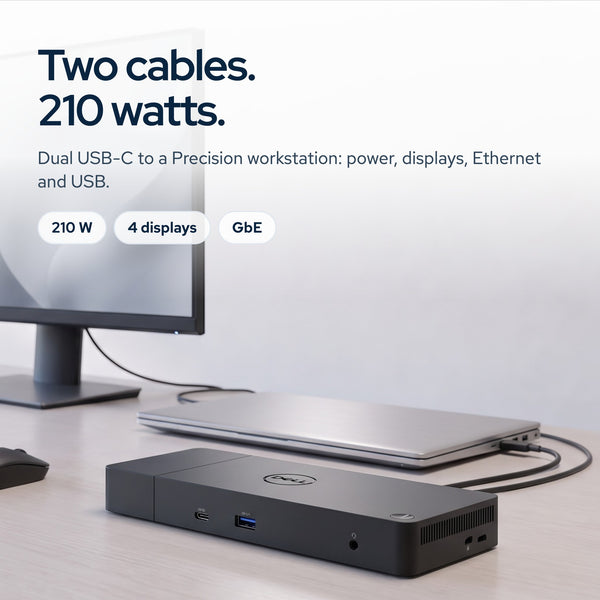 Dell Performance Dock WD19DC USB-C Docking Station (Renewed) with 240W Power Ada: On the desk