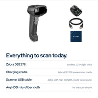 Zebra DS2278 Series Bar Code Scanners Cordless Handheld Bundle Standard Range Ba: In the box