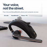 Poly Voyager 50-UC for Bluetooth Headset with Charging Case Noise-Canceling Mics: On the desk