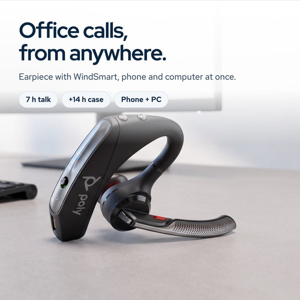 Plantronics Voyager 5200-UC for Bluetooth Headset Earpiece Bundle 206110-101: On the desk