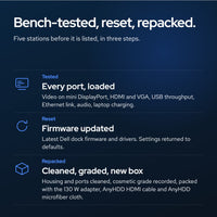 Dell WD15 USB-C Docking Station with HDMI, DisplayPort, Ethernet and USB Ports f: Tested and repacked