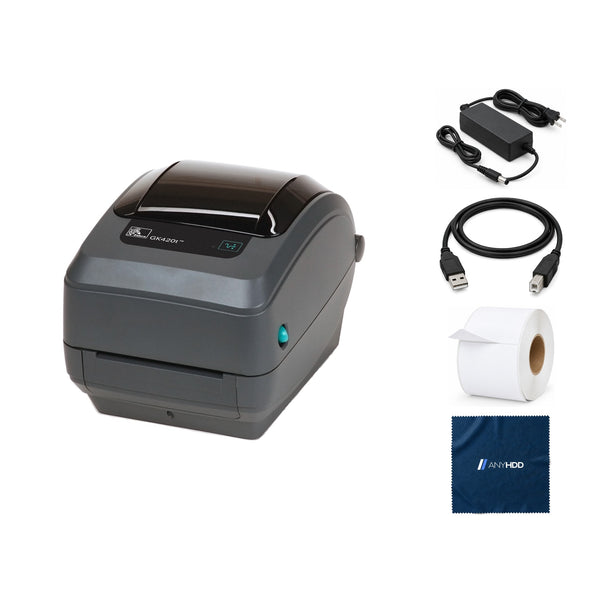 Zebra GK420T Thermal Transfer Desktop Printer for Labels, Receipts, Barcodes, Ta: What's in the box