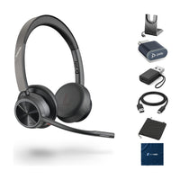 Poly Voyager 4320 UC Wireless Headset with Charge Stand, USB‑C Adapter, USB‑C/A : What's in the box