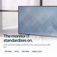 Dell P2422H 24" 16:9 IPS Computer Monitor Screen Bundle with Power Cord + USB 3.: On the desk