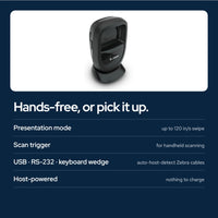 Zebra DS9308 Presentation Barcode Scanner – 1D & 2D Imager, USB-A Interface: Ports