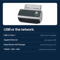 Fi-8170 for Professional High Speed Color Document Scanner with Power Adapter + : Ports