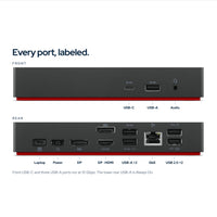 Lenovo ThinkPad Universal USB-C Docking Station 40AY0090US with 90W Adapter, HDM: Ports