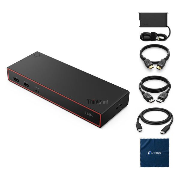 Lenovo 40BF0100US USB4 Docking Station for Laptops with 100W Adapter, HDMI, Disp: What's in the box