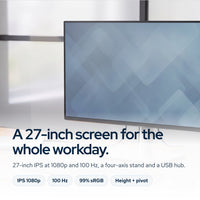 Dell P2725H 27-inch Full HD 1080p IPS Computer Monitor with Adjustable Stand, HD: On the desk