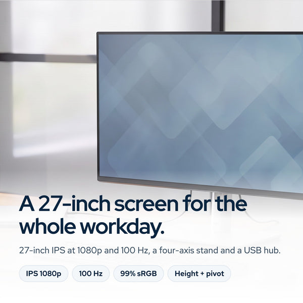 Dell P2725H 27-inch Full HD 1080p IPS Computer Monitor with Adjustable Stand, HD: On the desk