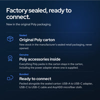 Poly Voyager 4310 UC Wireless Headset with Charging Stand, USB‑A to C Adapter, U: Factory sealed