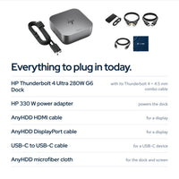 HP Thunderbolt 4 Ultra 280W G6 Docking Station, 330W, Quad Display Support, Incl: In the box
