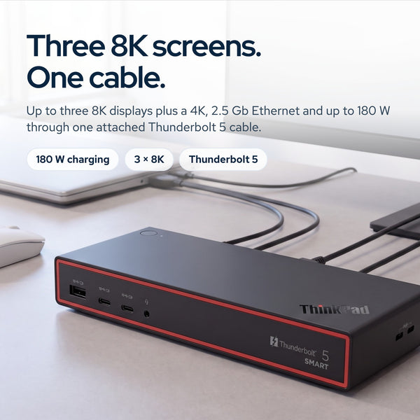 Lenovo 40BA0265US Thunderbolt 4 Docking Station 40Gbps 180W USB Power Delivery w: On the desk