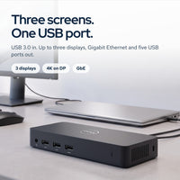 Dell D3100 USB 3.0 Ultra HD/4K Triple Display Docking Station (Renewed) with 65W: On the desk