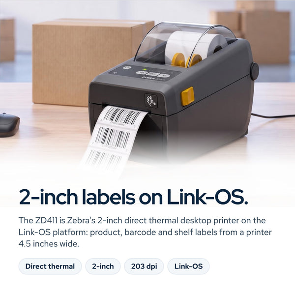 Zebra Label Printer ZD411 (ZD410 Replacement) ZD4A022-D01M00EZ: On the desk